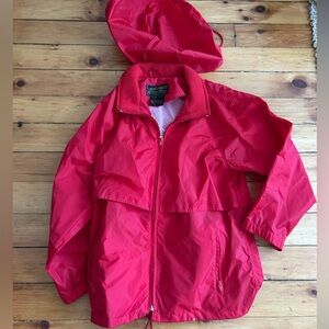 ☀️3/$25 EDDIE BAUER vintage packable windbreaker red 90s hideaway hood jacket